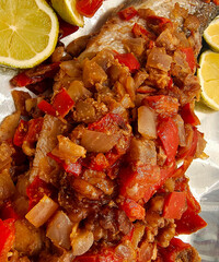 Baked sea bass