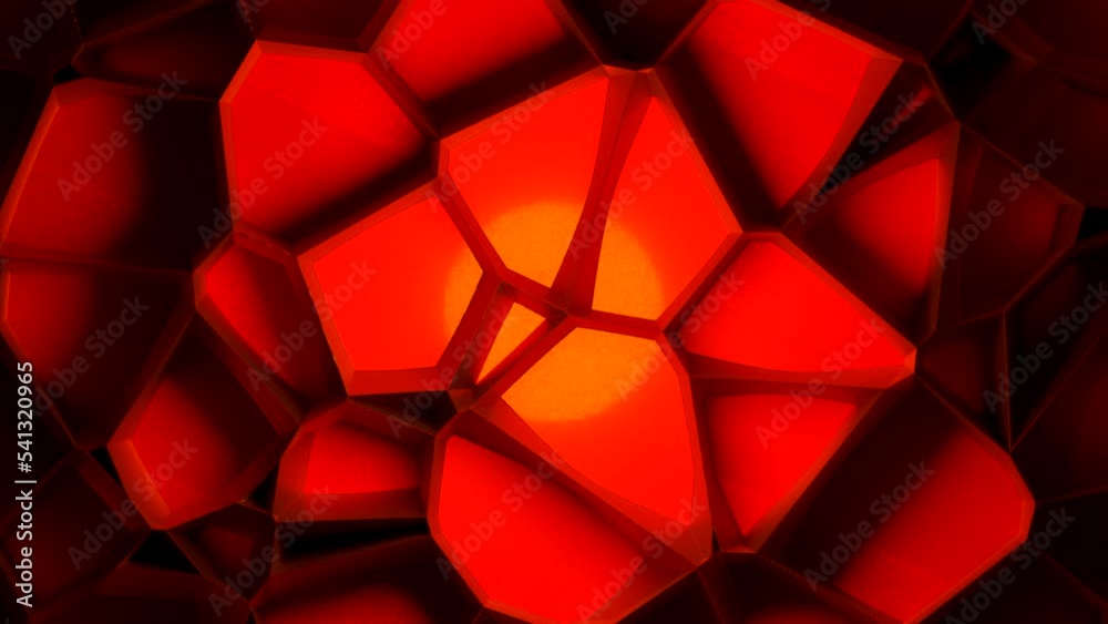 Poster beautiful abstract animation with triangular 3d elements. design. colorful rotating transforming sha