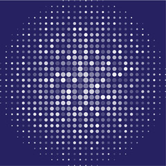 Purple halftone circle random pattern. White halftone circle purple background. White halftone circle random opacity pattern. White dot circle abstract pattern.