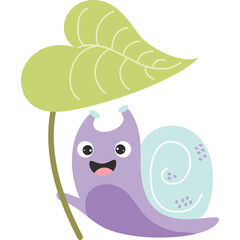 Insect. Snail under plant leaf