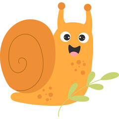 Cute snail with branch