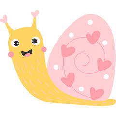 Cute snail with hearts