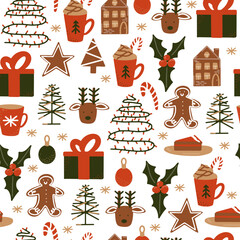 Fototapeta premium Seamless vector pattern. Christmas celebration.