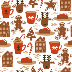 Seamless vector pattern. Christmas celebration.