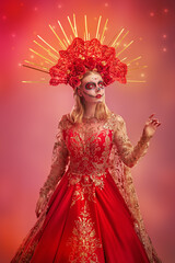santa muerte in red dress