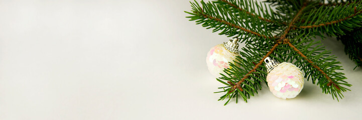 Christmas decoration on white background. Banner