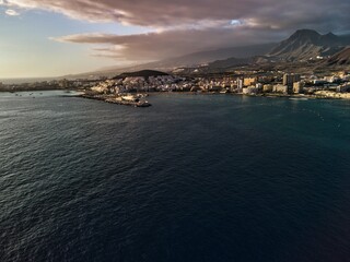 los cristianos wharf from a drone view