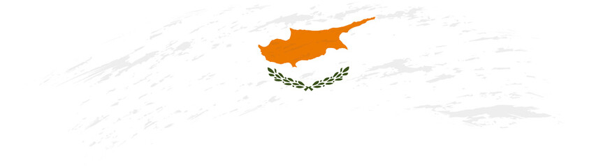 Flag of Cyprus in rounded grunge brush stroke.