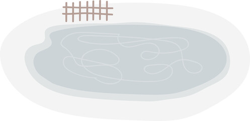 Blue iced lake landscape element for map creator, png illustration in flat cartoon style. Isolated on transparent background