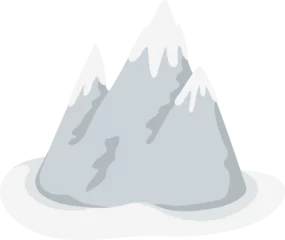 Foto op Plexiglas Bergen Bergen in sneeuw, png-illustratie in platte cartoonstijl. Geïsoleerd op transparante achtergrond