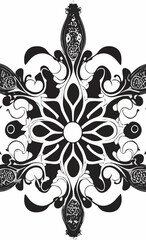 Decorative black and white gothic ornament, base for tattoo