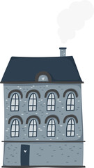 Small tiny house on transparent background. Cartoon flat style design. Hand drawn trendy png illustration. Big colored vector set. All elements are isolated