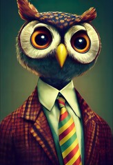 Portrait of elephant wearing suit and standing in proud pose. Dapper, elegant anthropomorphic animal front view with human body. Cartoon 3d animation character, anime style, 3d illustration.