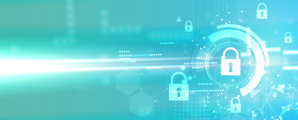 Cybersecurity and information or network protection. Future technology web services for business and internet project