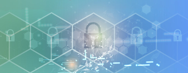 Cybersecurity and information or network protection. Future technology web services for business and internet project