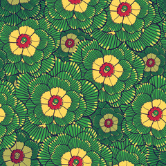 Seamless pattern with Primula or Primrose flower. Primula blossom textile patternt. Spring or summer fabric floral ornament