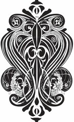 Decorative black and white gothic ornament, base for tattoo