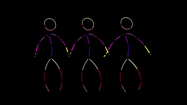 Dance In Multicolored Neon Sticks Suit