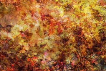 Abstraction, abstract background with space for text or image, autumn landscape background, city park tree foliage, multiexposure