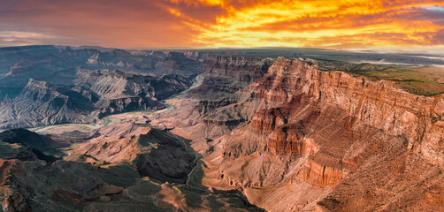 Fototapeta na wymiar Aerial panorama of the Grand Canyon National Park, North Rim, Califronia, USA
