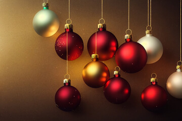 Red, white, yellow ball hanging, Christmas decorations, ball, near