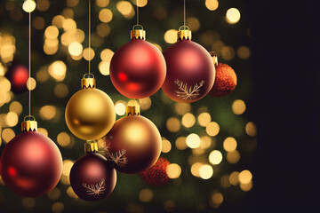 Fototapeta na wymiar Red, yellow ball hanging, Christmas decorations, ball, lying