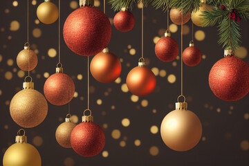 Red, white, yellow ball, Christmas decorations, ball, near