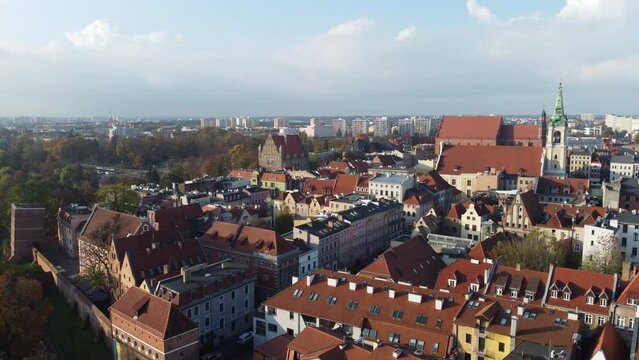 Toruń stare miasto z lotu ptaka, Polska