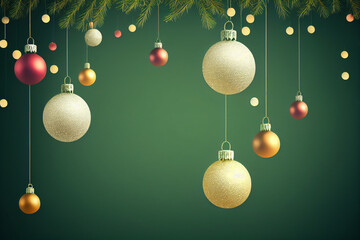Christmas red, white, yellow ball. Christmas decorations garland, red, white, yellow ball hanging