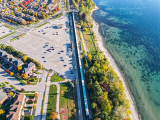 Port union Train Station  Rouge hill park  Lake Ontario all in drone View 