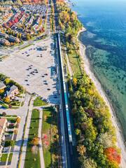 Port union Train Station  Rouge hill park  Lake Ontario all in drone View 
