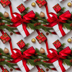 Fototapeta na wymiar Christmas seamless pattern design. New year package paper