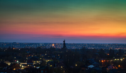 Fototapeta na wymiar Panorama of the sleeping area of ​​one of the cities of Eastern Europe - Ukraine