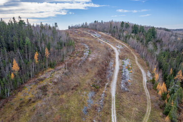 Northern Ontario Autumn Aerial Of Trails And Wilderness