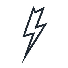 Lightning icon vector isolated on white background line style for wireless charging, electricity power symbol, thunder logo, high voltage sign, poster, t shirt. Flash light sign 10 eps