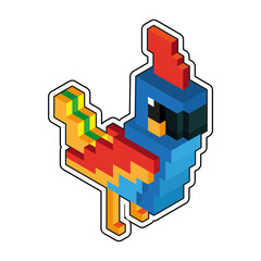 Obraz premium Isolated parrot minecraft vector illustration