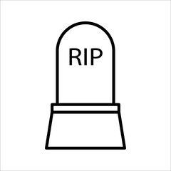 Tombstone icon, Tombstone linear style sign for mobile concept and web design, Halloween tombstone outline vector icon, Symbol, logo illustration, Vector graphics, on white background.