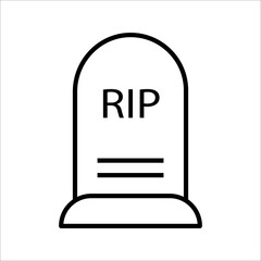 Tombstone icon, Tombstone linear style sign for mobile concept and web design, Halloween tombstone outline vector icon, Symbol, logo illustration, Vector graphics, on white background.