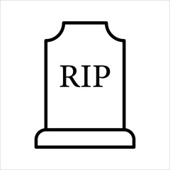Tombstone icon, Tombstone linear style sign for mobile concept and web design, Halloween tombstone outline vector icon, Symbol, logo illustration, Vector graphics, on white background.