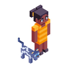 Obraz premium Isolated girl dog minecraft vector illustration