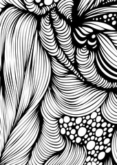 Abstract linear background in black and white. The page of the coloring book for adults. Background of doodles, hand-drawn lines. Monochrome pattern, can be used as coloring books, postcards.