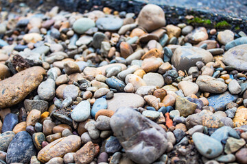 abstract background with round cobblestones. Vacation vacation on the beach concept.