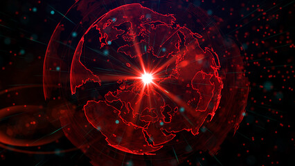 Digital red planet of Earth, 3D animation