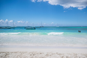 Fototapeta na wymiar Sand of beach Caribbean sea in Punta Cana, Dominican Republic. High quality photo