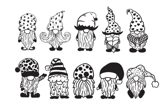 Gnome Bundle SVG, Gnomies SVG, Merry Christmas SVG, Christmas SVG, Christmas Clip Art, Christmas Doodle, Hand Drawn, Cartoon, Christmas Gnomes Svg, Cut File for silhouette cameo cricut 