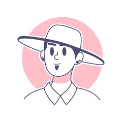 Isolated brunette man draw vector illustration