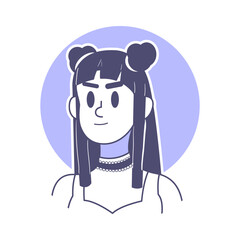 Isolated brunette woman draw vector illustration