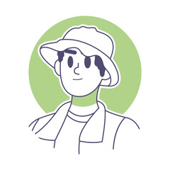 Isolated hat man draw vector illustration