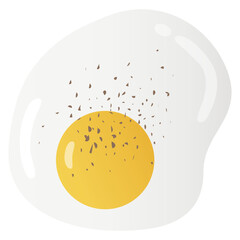 Egg Sunny Side Up Fried Egg Bright Yellow Yolk with Pepper Seasoning Flat Design Vector Illustration