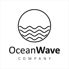 Ocean wave logo design template vector